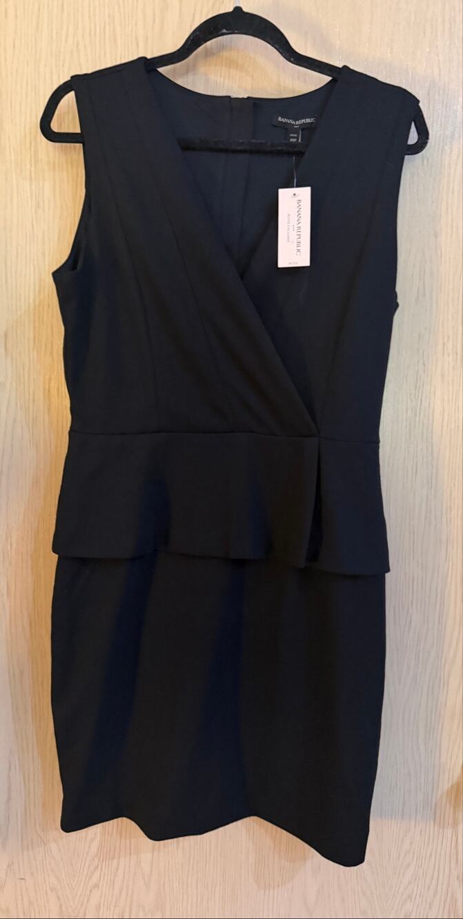Banana Republic Petite Black Peplum Sheath Dress NWT Size 10P
